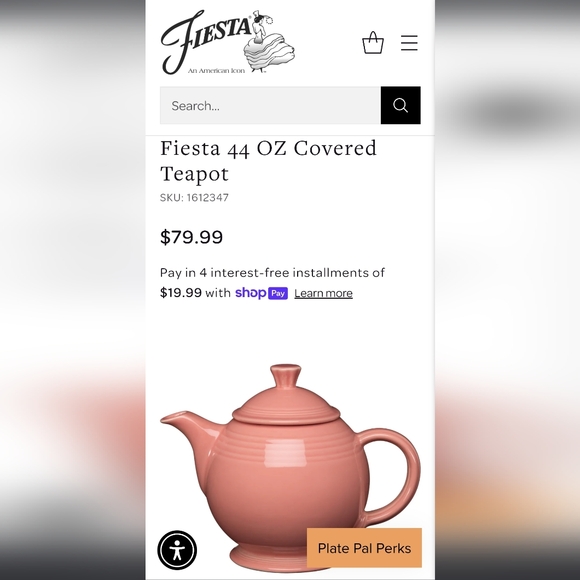 Fiesta Tablewear Co. Full Size 44oz Persimmon Covered Ceramic Teapot - Picture 13 of 16